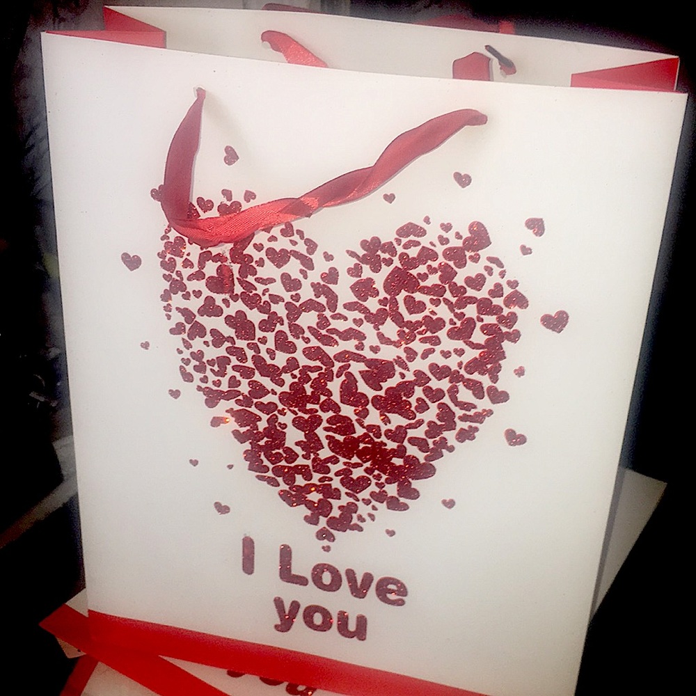 I LOVE YOU- Glittery Hearts Gift Bags